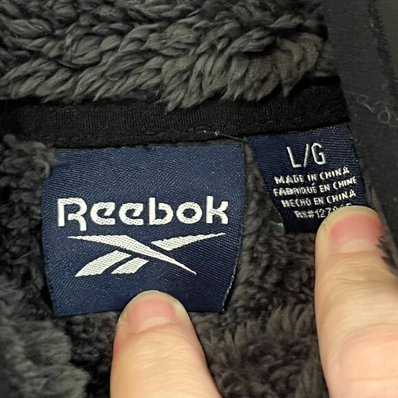Reebok Men's Charcoal Gray Sherpa Fleece Jacket Full Zip Front Pockets Large - Picture 4 of 10